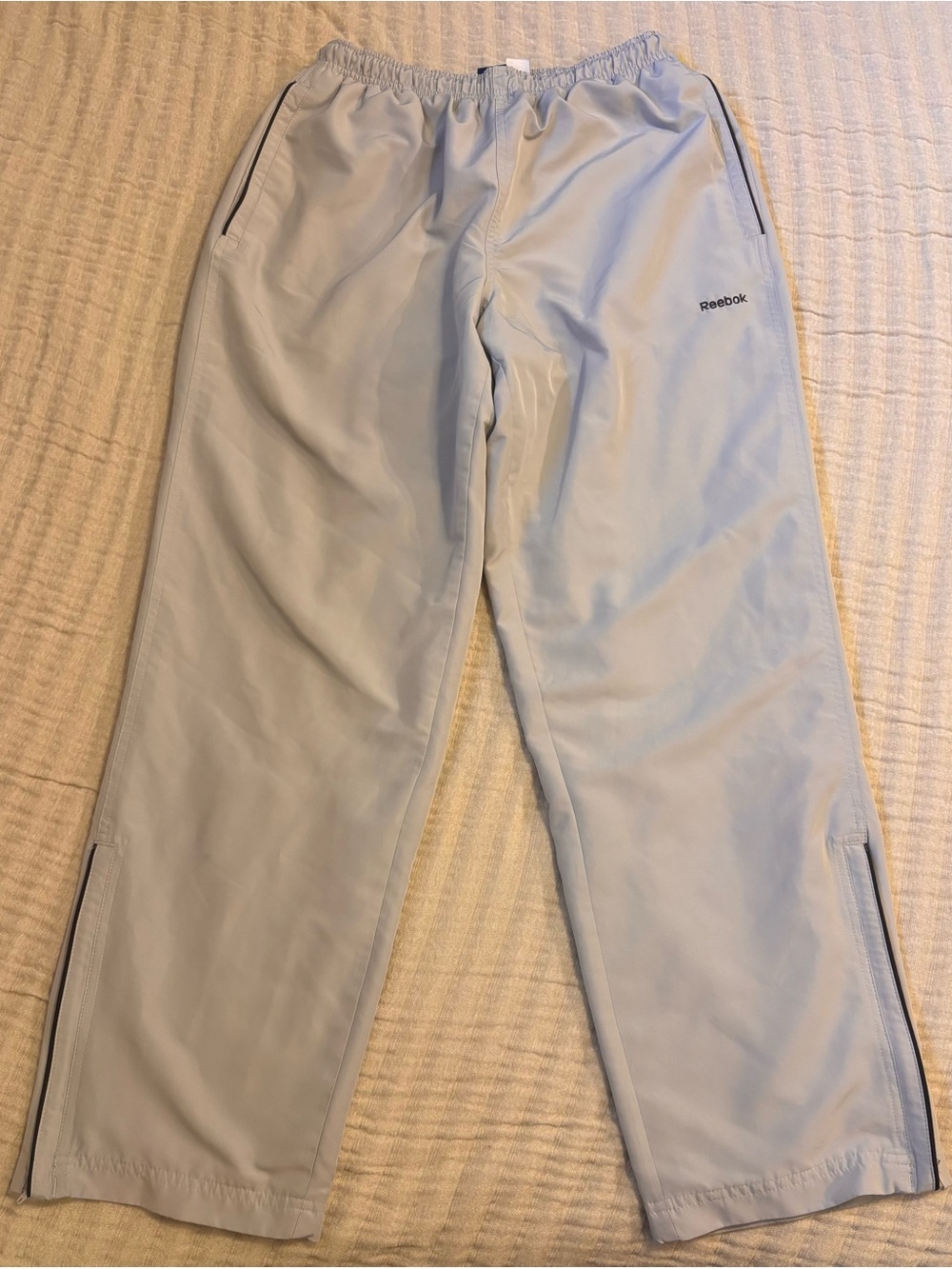 Reebok Vintage Men’s Light Gray Track Joggers with Ankle Zips